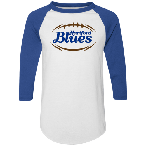 Hartford Blues Raglan Shirt Colorblock NFL Football Team Fan Apparel color White/Royal Blue