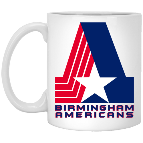 Birmingham Americans Mug 11 oz. White Glossy Ceramic WFL Football Team Logo