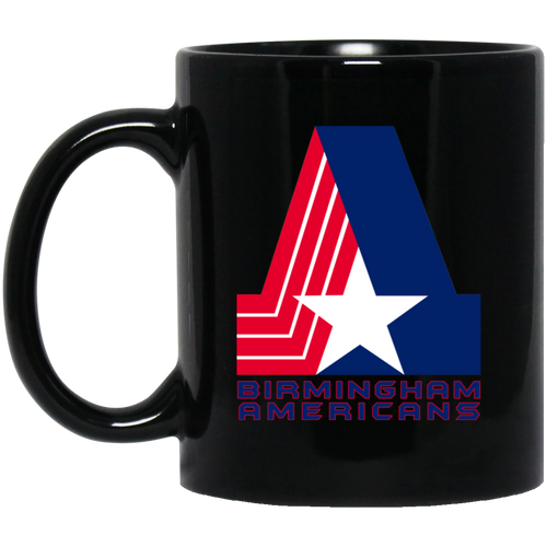 Birmingham Americans Mug 11 oz. Black Glossy Ceramic Drinkware WFL Football Team