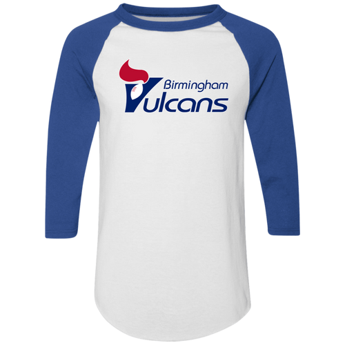 Birmingham Vulcans Raglan Shirt Colorblock WFL Football Team color White/Royal Blue