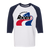Indianapolis Racers WHA Hockey Raglan Shirt  3/4 Sleeve in White/Navy