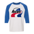 Indianapolis Racers WHA Hockey Raglan Shirt  3/4 Sleeve in White/Royal Blue