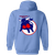 Birmingham Bulls WHA Hockey Team Full Zip Hoodie rear view in Carolina blue