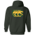 Chicago Cougars WHA Hockey Team Full Zip Hoodie rear view in Forest Green