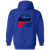 Indianapolis Racers WHA Hockey Team Full Zip Hoodie rear view in Royal Blue