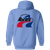 Indianapolis Racers WHA Hockey Team Full Zip Hoodie rear view in Carolina Blue