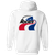 Indianapolis Racers WHA Hockey Team Full Zip Hoodie rear view in White