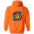 Michigan Stags WHA Hockey Team Full Zip Hoodie rear view in Safety Orange