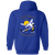 Minnesota Fighting Saints WHA Hockey Team Full Zip Hoodie rear view in Royal Blue
