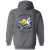 Minnesota Fighting Saints WHA Hockey Team Full Zip Hoodie rear view in Dark Heather
