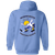 Minnesota Fighting Saints WHA Hockey Team Full Zip Hoodie rear view in Carolina Blue