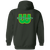 New England Whalers WHA Hockey Team Full Zip Hoodie rear view in Forest Green