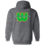 New England Whalers WHA Hockey Team Full Zip Hoodie rear view in Dark Heather