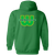 New England Whalers WHA Hockey Team Full Zip Hoodie rear view in Irish Green