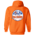 New York Raiders WHA Hockey Team Full Zip Hoodie rear view in Safety Orange