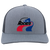 Indianapolis Racers WHA Hockey Team Snapback Trucker Cap in Heather Grey/Light Charcoal