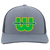 New England Whalers WHA Hockey Team Snapback Trucker Cap in Heather Grey/Light Charcoal