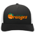 Vintage Anaheim Oranges World Team Tennis trucker cap with seamless 5-panel front and retro logo in black/white