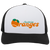 Vintage Anaheim Oranges World Team Tennis trucker cap with seamless 5-panel front and retro logo in white/black