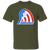 Vintage-style Baltimore Banners WTT T-shirt with retro 1970s team logo graphic in military green