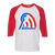 Retro Baltimore Banners Raglan 3/4 sleeve t-shirt featuring vintage WTT tennis team logo in white/red