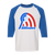 Retro Baltimore Banners Raglan 3/4 sleeve t-shirt featuring vintage WTT tennis team logo in white/royal blue