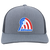Vintage Baltimore Banners World Team Tennis trucker cap with seamless 5-panel front and retro logo in heather grey/light charcoal