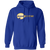 Retro Denver Racquets pullover hoodie featuring vintage WTT tennis team logo in royal blue