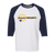 Retro Denver Racquets raglan 3/4 sleeve t-shirt featuring vintage WTT tennis team logo in white/navy