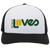 Vintage Detroit Loves World Team Tennis trucker cap with seamless 5-panel front and retro logo in white/black