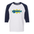Retro Kansas City Explorers raglan 3/4 sleeve t-shirt featuring vintage WTT tennis team logo in white/black