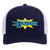 Vintage Kansas City Explorers World Team Tennis trucker cap with seamless 5-panel front and retro logo in true navy/white