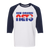 Retro New Orleans Sunbelt Nets raglan 3/4 sleeve t-shirt featuring vintage WTT tennis team logo in white/navy