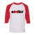 Retro New York Apples raglan 3/4 sleeve t-shirt featuring vintage WTT tennis team logo in white/red