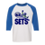 Retro New York Sets raglan 3/4 sleeve t-shirt featuring vintage WTT tennis team logo in white/royal blue