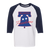 Retro Philadelphia Freedoms raglan 3/4 sleeve t-shirt featuring vintage WTT tennis team logo in white/navy