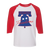 Retro Philadelphia Freedoms raglan 3/4 sleeve t-shirt featuring vintage WTT tennis team logo in white/red