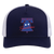 Vintage Philadelphia Freedoms World Team Tennis trucker cap with seamless 5-panel front and retro logo in true navy/white