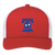 Vintage Philadelphia Freedoms World Team Tennis trucker cap with seamless 5-panel front and retro logo in red/white