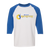 Retro Phoenix Racquets raglan 3/4 sleeve t-shirt featuring vintage WTT tennis team logo in white/royal blue