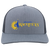 Vintage x World Team Tennis trucker cap with seamless 5-panel front and retro logo in heather grey/light charcoal