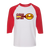 Retro San Francisco Golden Gaters raglan 3/4 sleeve t-shirt featuring vintage WTT tennis team logo in white/red