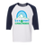 Retro Sea Port Cascades raglan 3/4 sleeve t-shirt featuring vintage WTT tennis team logo in white/navy