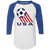 USA Soccer Team Raglan Shirt 3/4 Sleeve Colorblock color White/Royal Blue USA Soccer Team Raglan Shirt 3/4 Sleeve Colorblock color White/Royal Blue