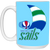 San Diego Sails Mug 15 oz. Ceramic ABA Basketball Team color Columbia Blue San Diego Sails Mug 15 oz. Ceramic ABA Basketball Team color Columbia Blue