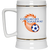 California Sunshine Beer Mug Stein Ceramic 22 Oz. Capacity ASL Soccer Team color White