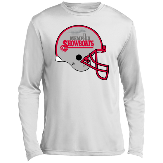 Memphis Showboats USFL Long Sleeve Shirt Activewear Sensation Helmet Detail in White