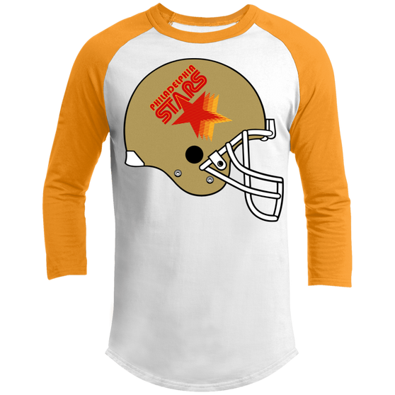 Philadelphia Stars USFL Raglan Shirt 3/4 Sleeve Tee - White/Gold