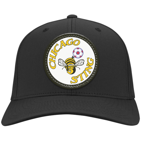 Chicago Sting cap twill cotton with vegan patch of NASL Soccer Team Logo in Color Black