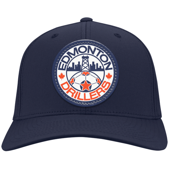 Edmonton Drillers cap cotton twill with vegan patch of NASL Soccer Team Logo in Navy Blue